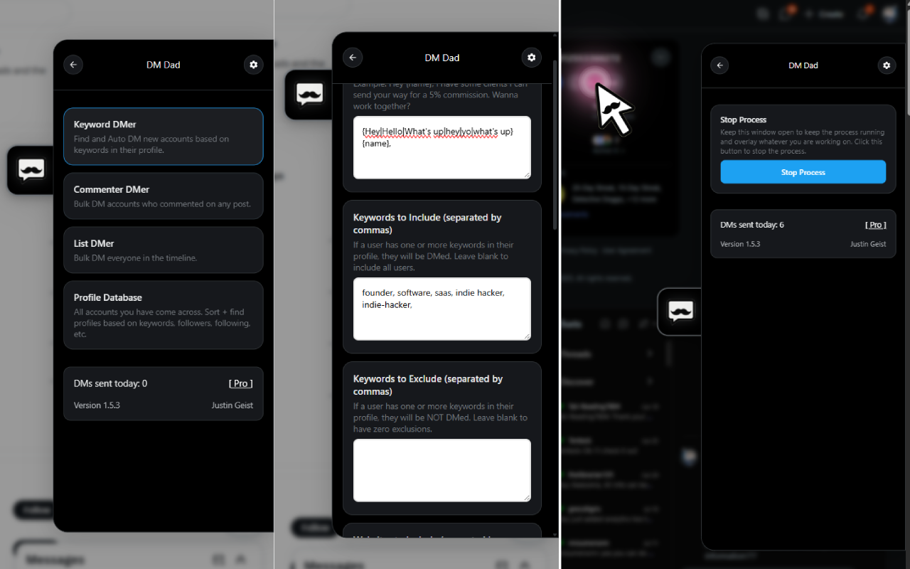 DM Dad - Automate X (Twitter) and Reddit Messages - 截图 4