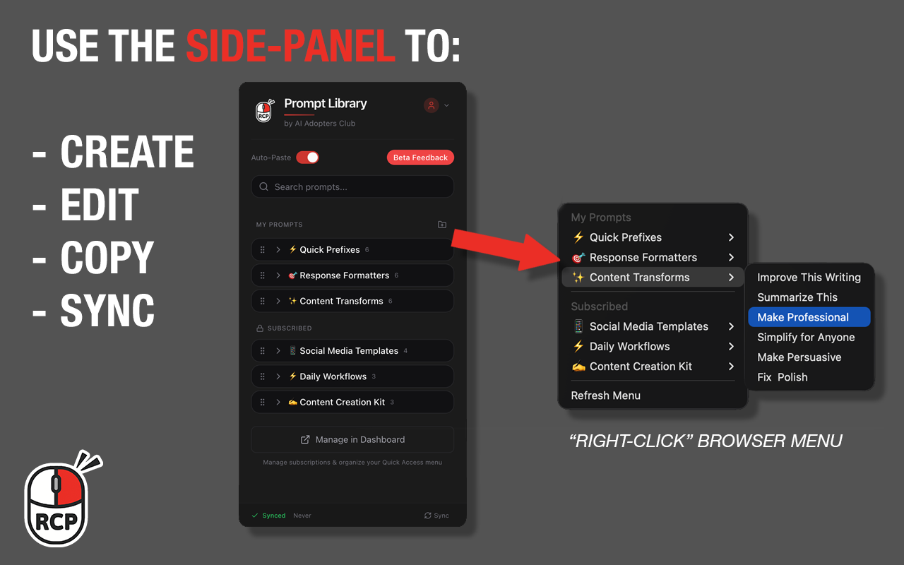 Right-Click Prompt (RCP): AI Prompt Manager - 截图 2
