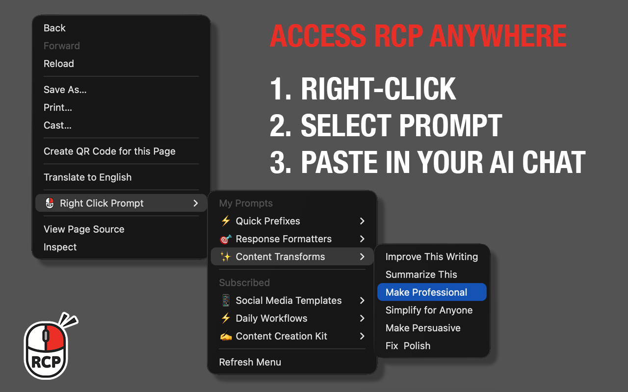 Right-Click Prompt (RCP): AI Prompt Manager - 截图 4