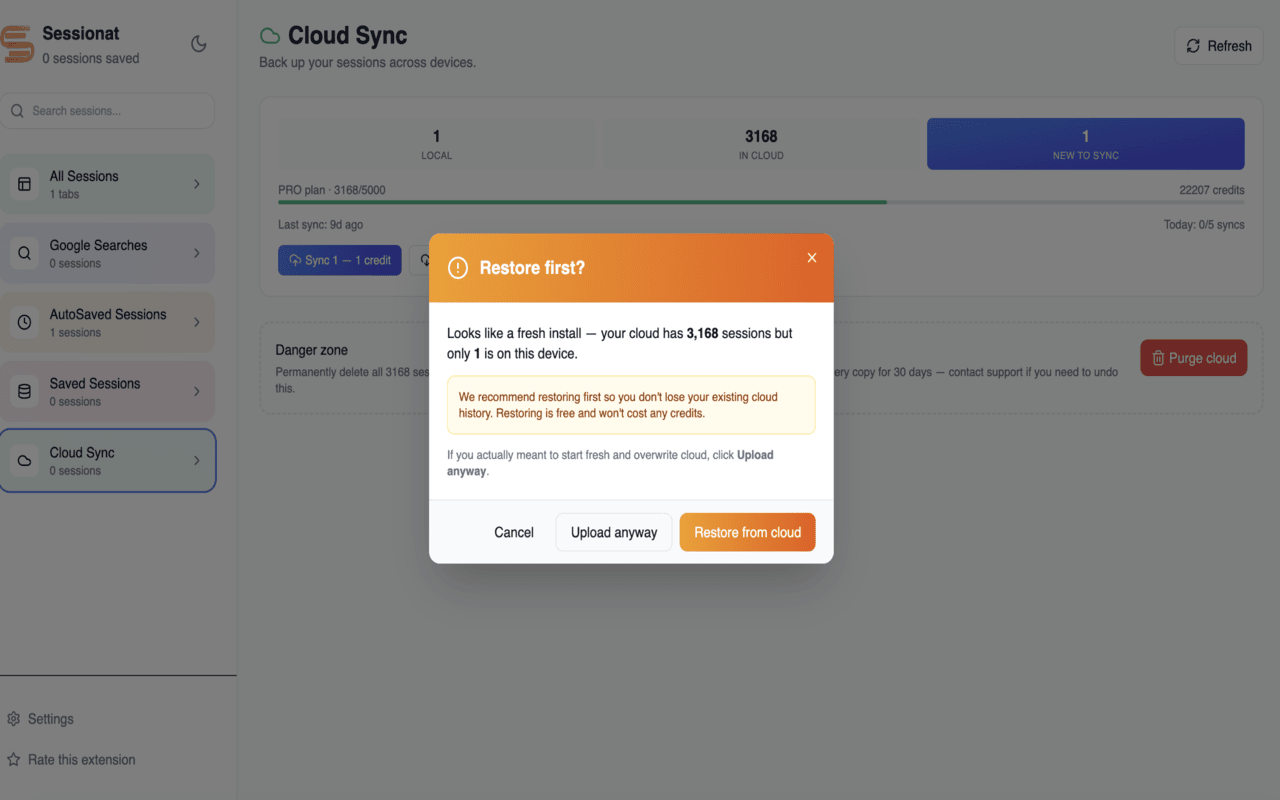 Sessionat - Tab & Session Manager with Cloud Sync - 截图 2