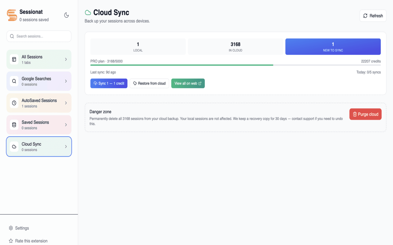 Sessionat - Tab & Session Manager with Cloud Sync - 截图 3