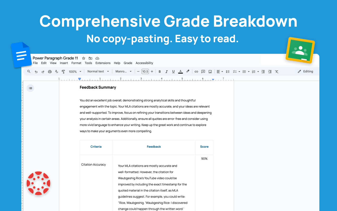 VibeGrade: AI Teaching, Grading Assistant in Google Docs, Canvas, and more - 截图 3