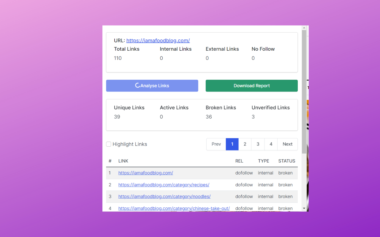SEO LinkChecker — Follows, External & Internal - 截图 1