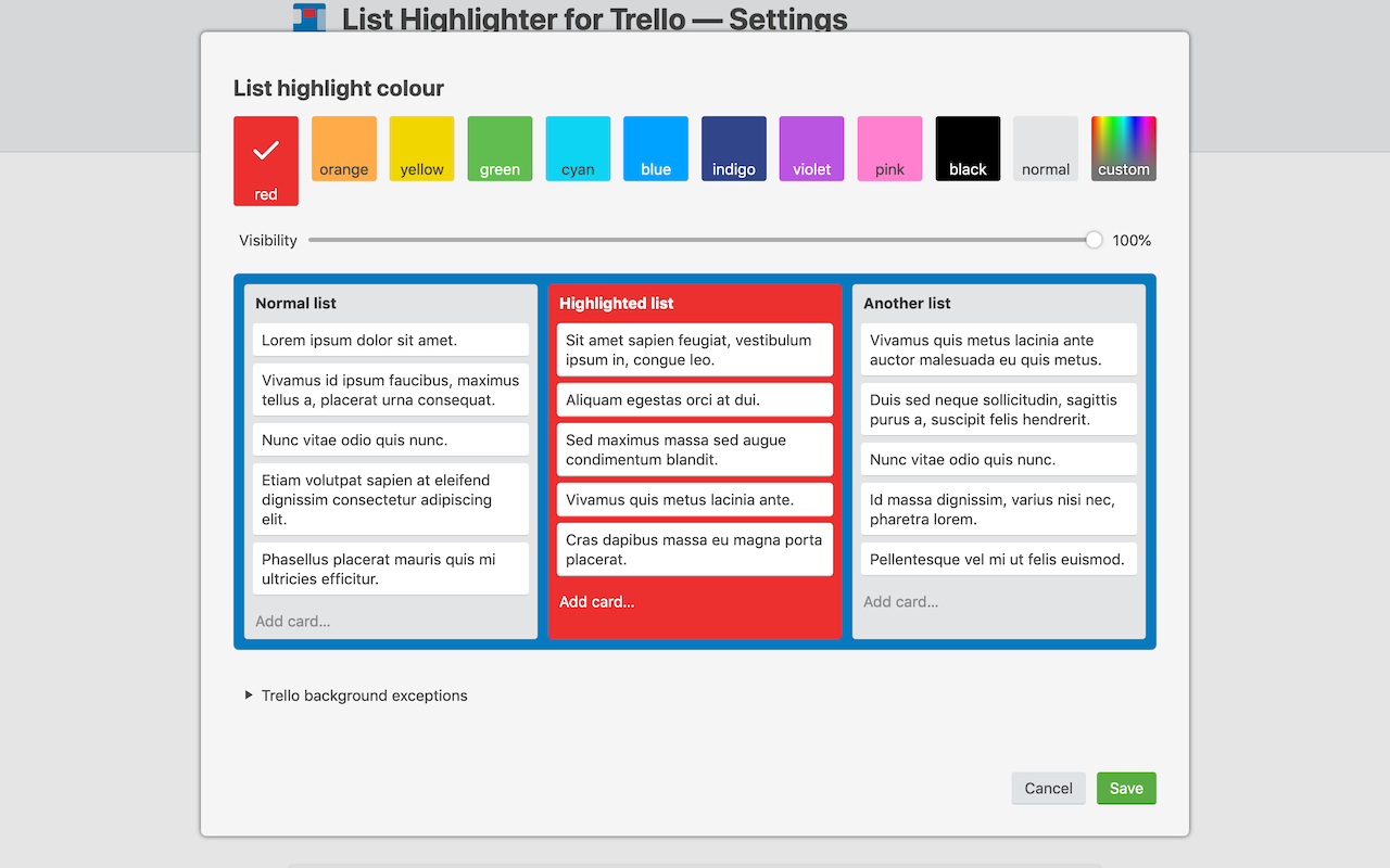 List Highlighter for Trello - 截图 3