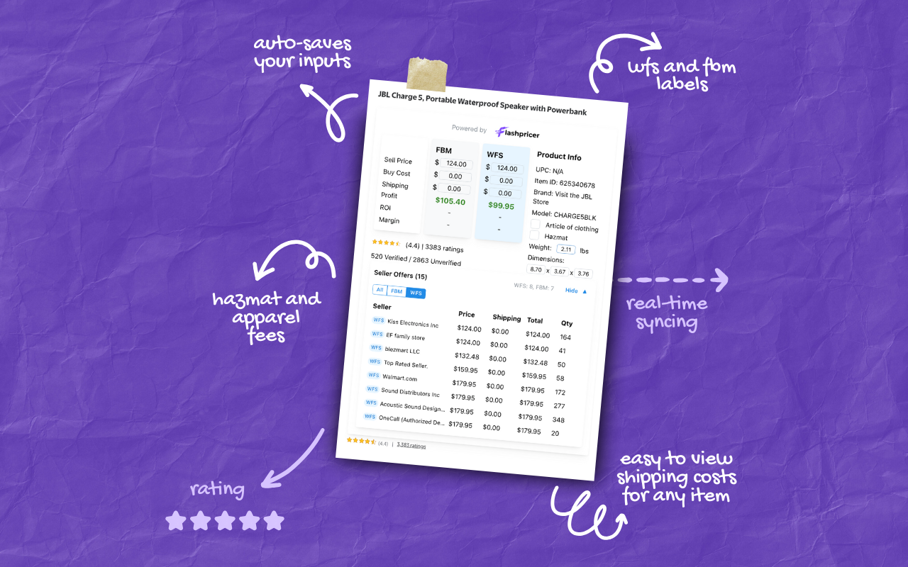 Flashpricer: FBA/WFS Fees & Profit Calculator + Product Research - 截图 2