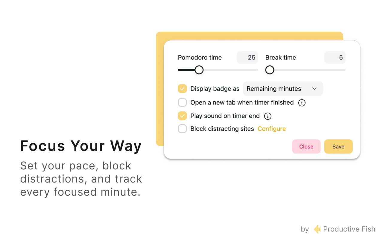 Yellow Tomato — Pomodoro Timer & Site Blocker - 截图 1