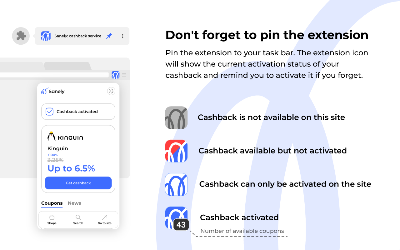 Sanely: cashback, coupons, promo codes, discounts - 截图 1