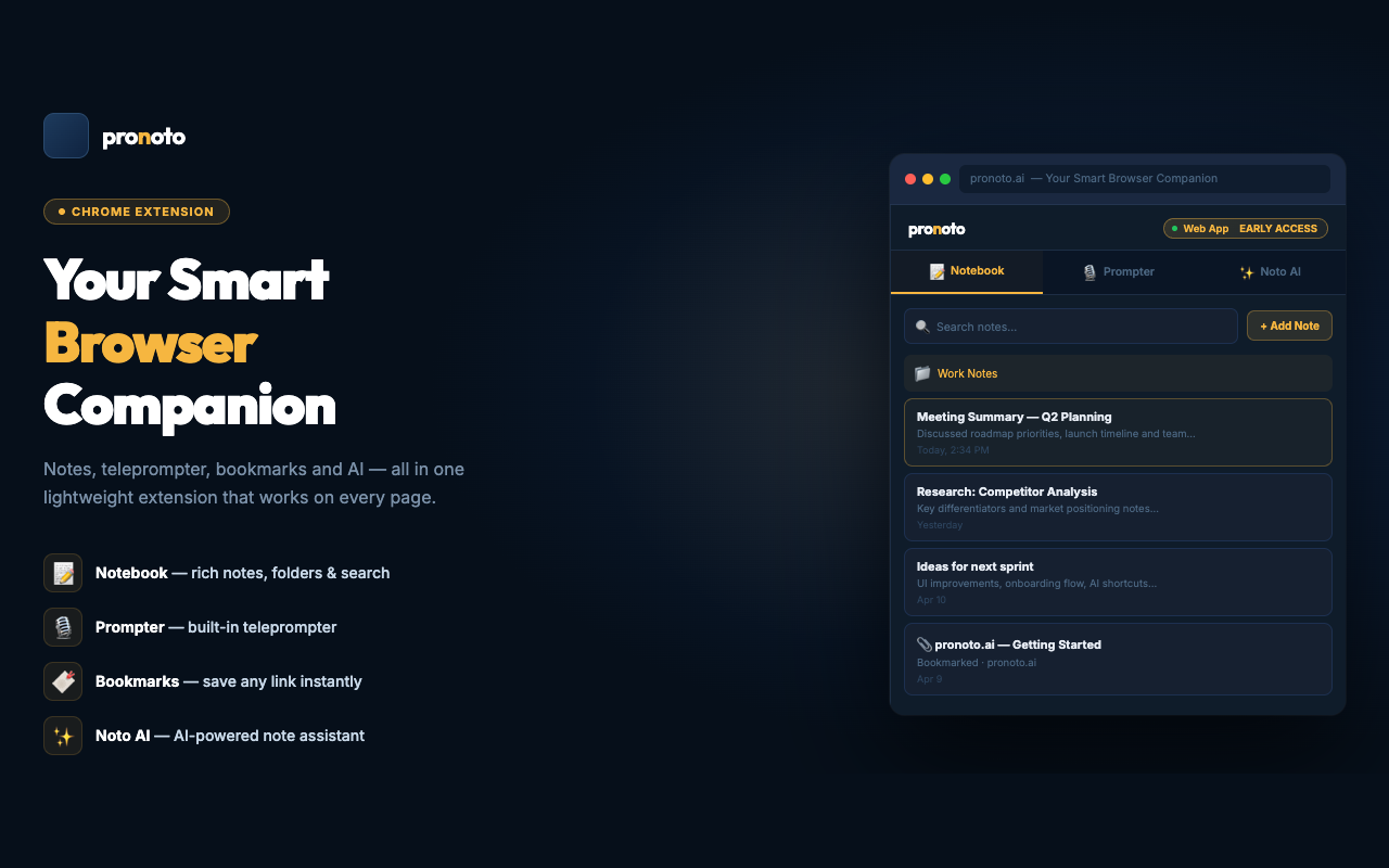 AI Notes & Teleprompter – Summarize Webpages | Pronoto - 截图 4