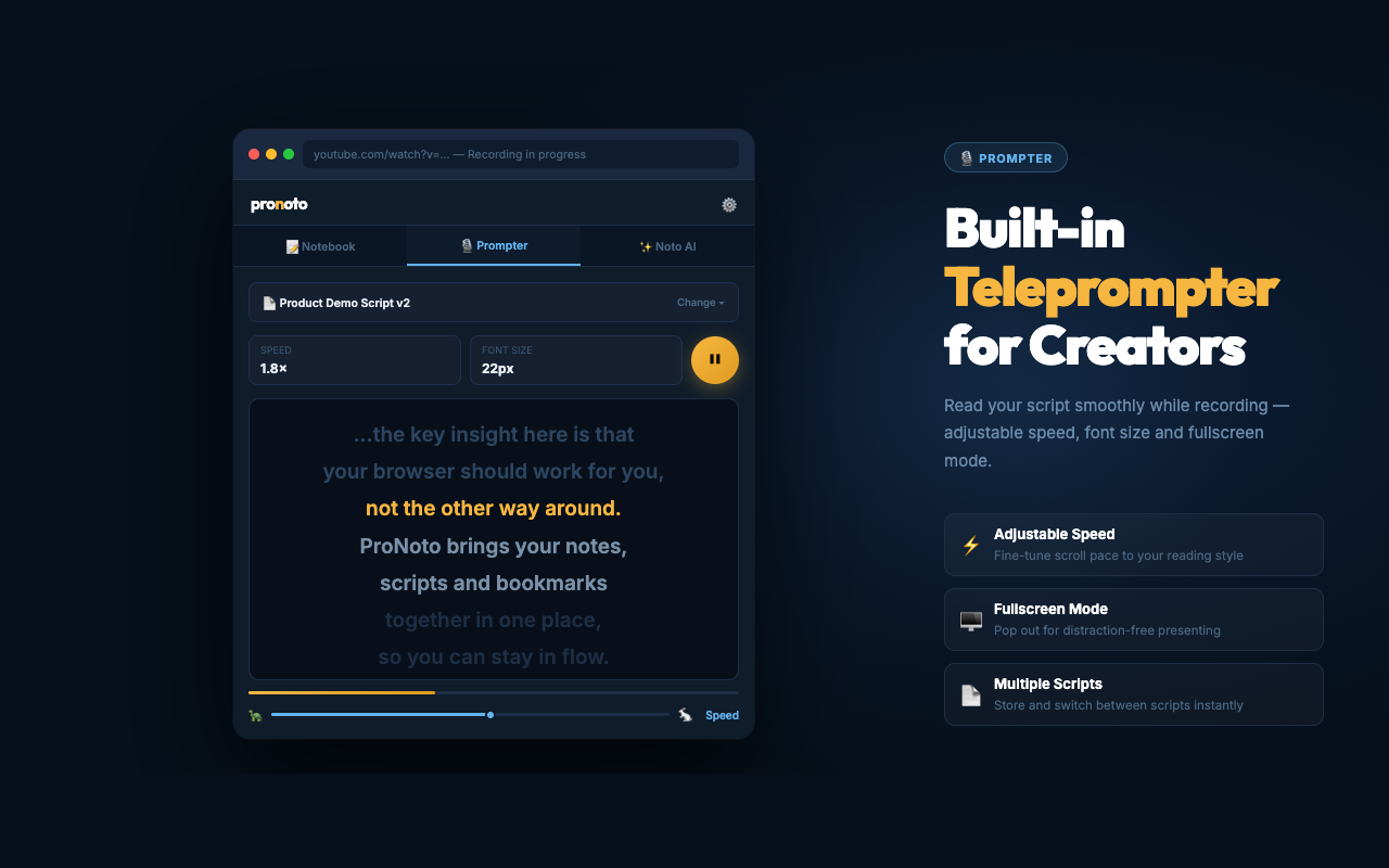 AI Notes & Teleprompter – Summarize Webpages | Pronoto - 截图 5