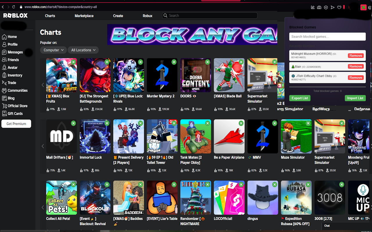 Roblox Game Blocker - 截图 1