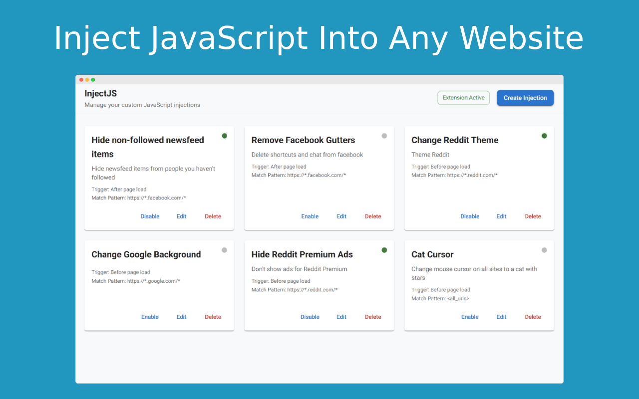 InjectJS – JavaScript Injector & Custom Script Manager - 截图 3
