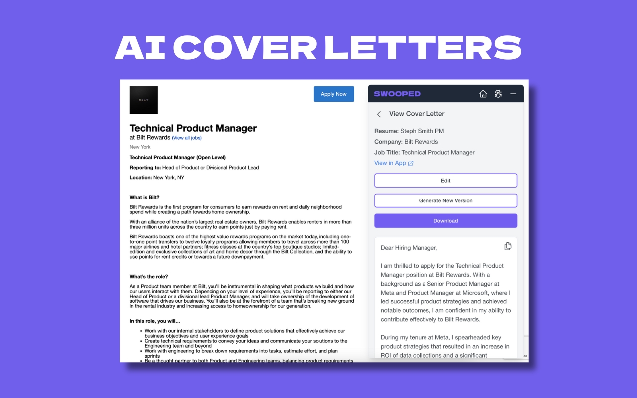 Swooped - Job Search Tracker, Resume Optimization, and AI Cover Letters - 截图 2