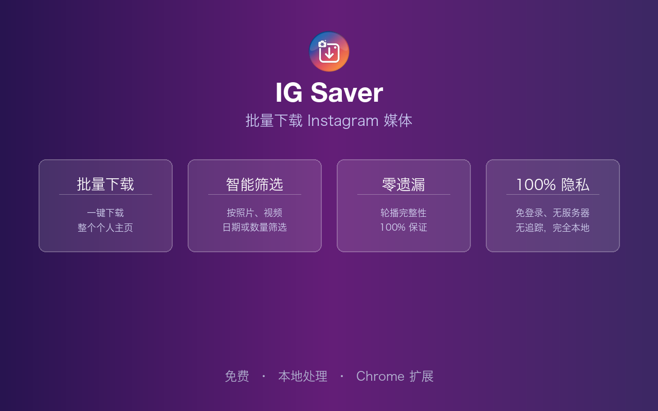 IG Saver 2026 — Instagram 下载器|批量下载照片、视频、Reels、快拍 - 截图 5