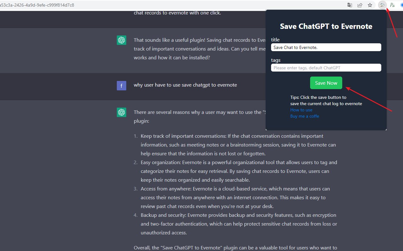 保存 ChatGPT 聊天记录 to evernote - 截图 3