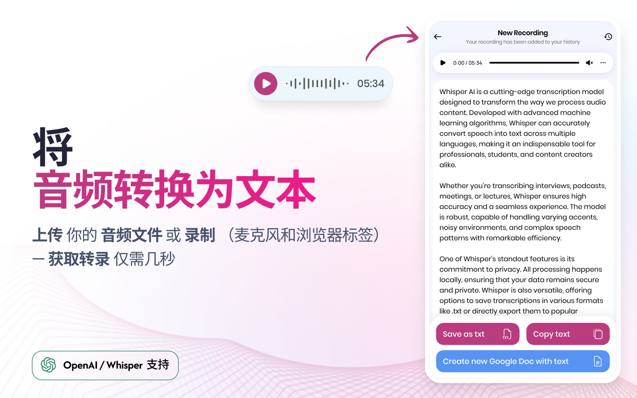 将音频转录为文本 - 截图 1