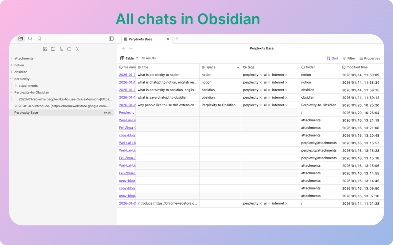 Perplexity 导出到 Obsidian - 批量导出 - 截图 2