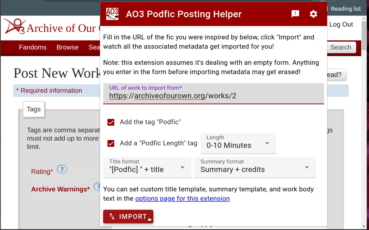 AO3 Podfic Posting Helper - 截图 3