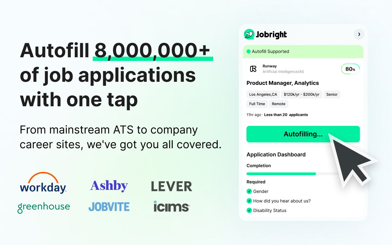 Jobright Autofill – Instant Job Applications, Job Match, AI Tailor Resume - 截图 1