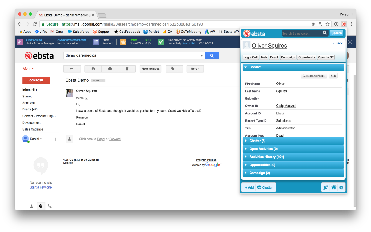 Ebsta For Salesforce - 截图 4