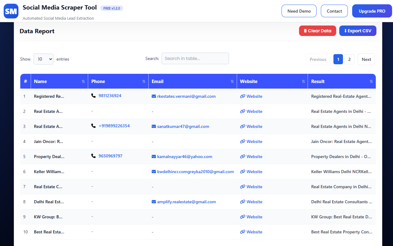 Social Media Scraper Tool – Extract Public Data & Leads - 截图 1