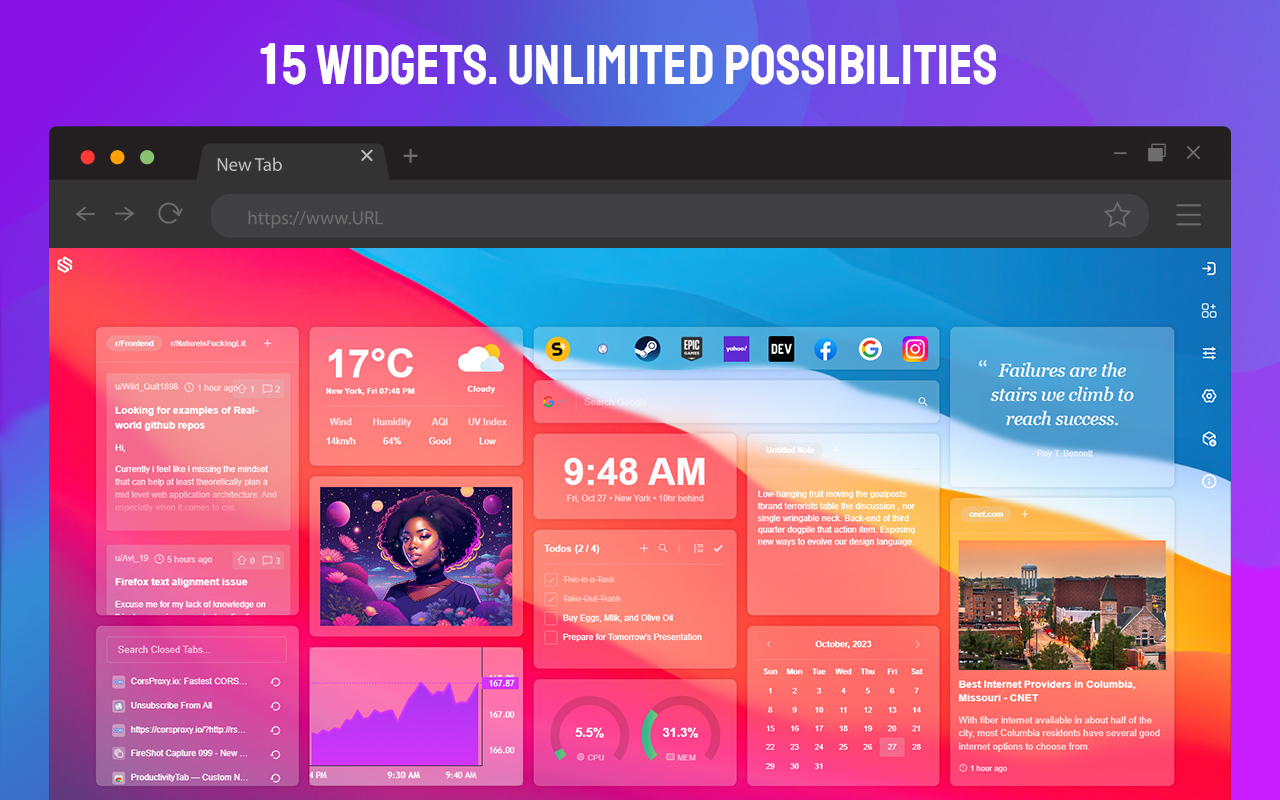 SuperStart New Tab Page - 截图 1