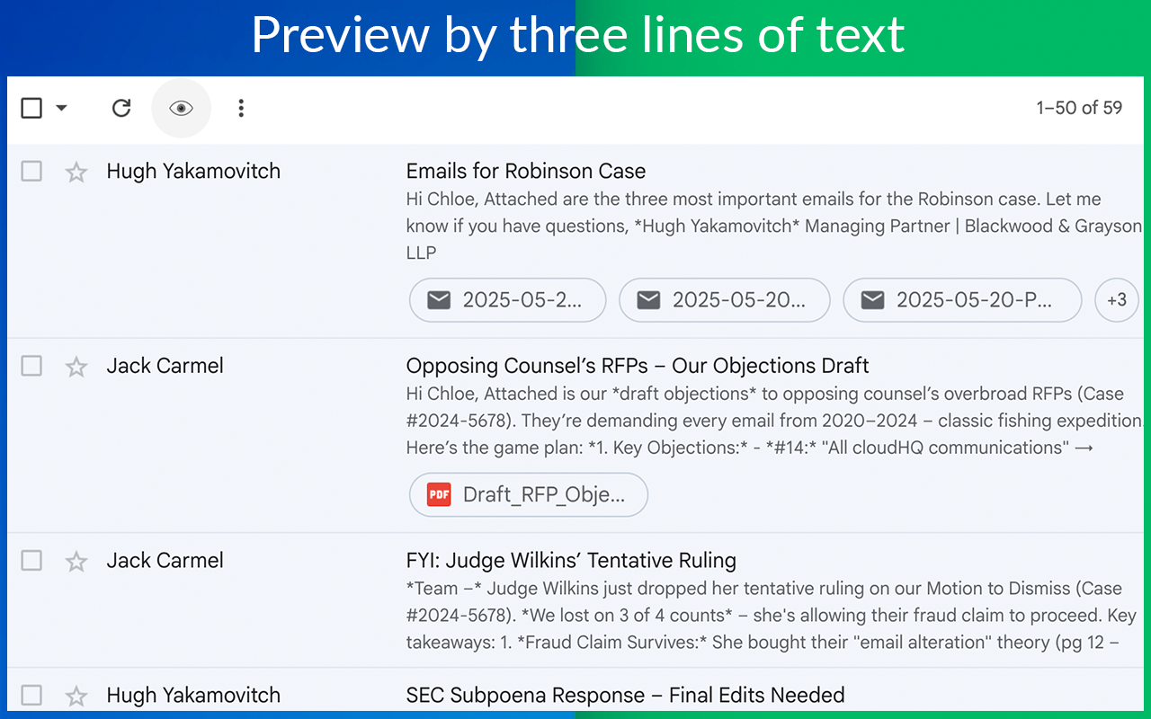 Gmail Message Preview by cloudHQ - 截图 5