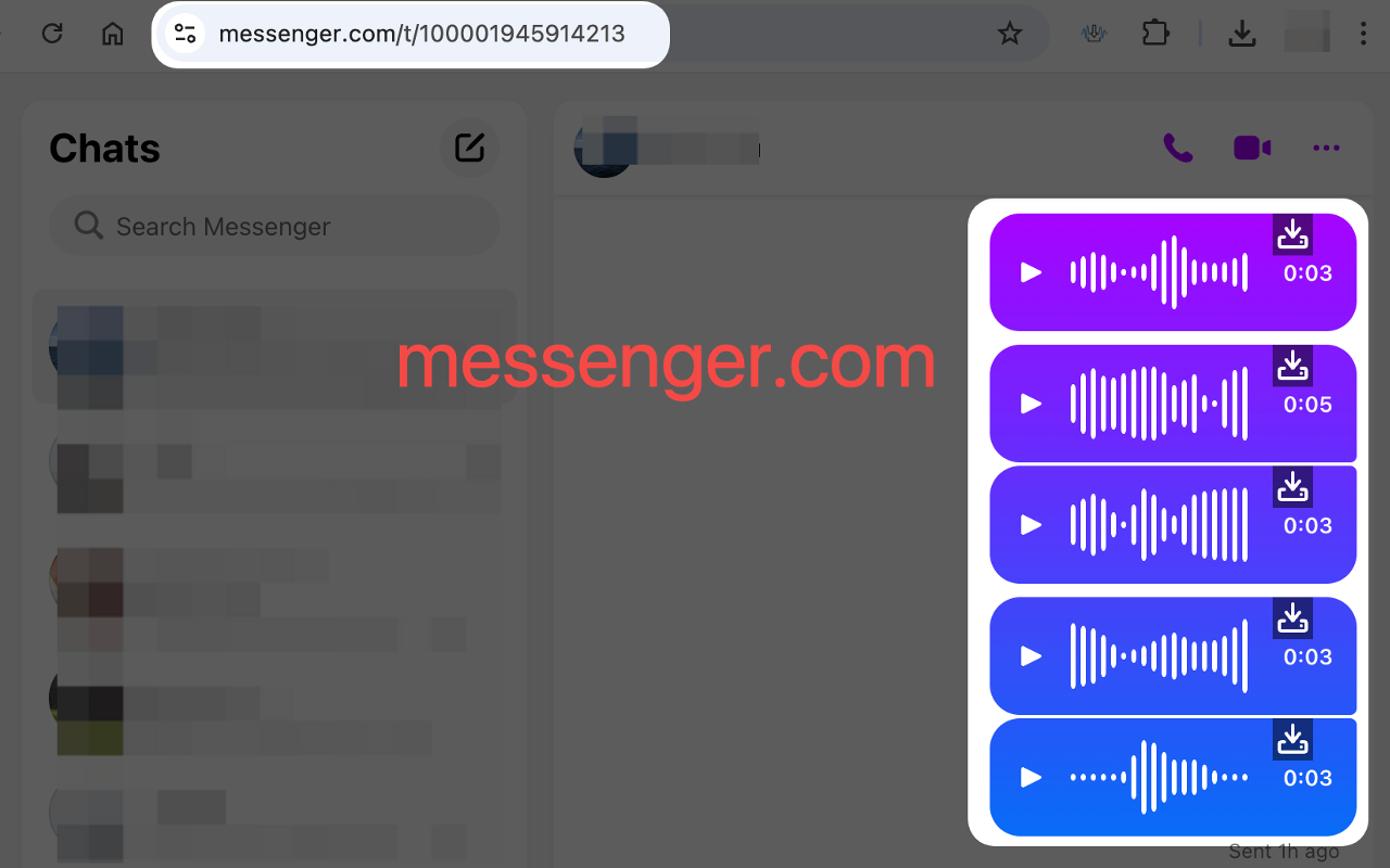Download audio message Messenger/Instagram/Facebook Plus - 截图 1