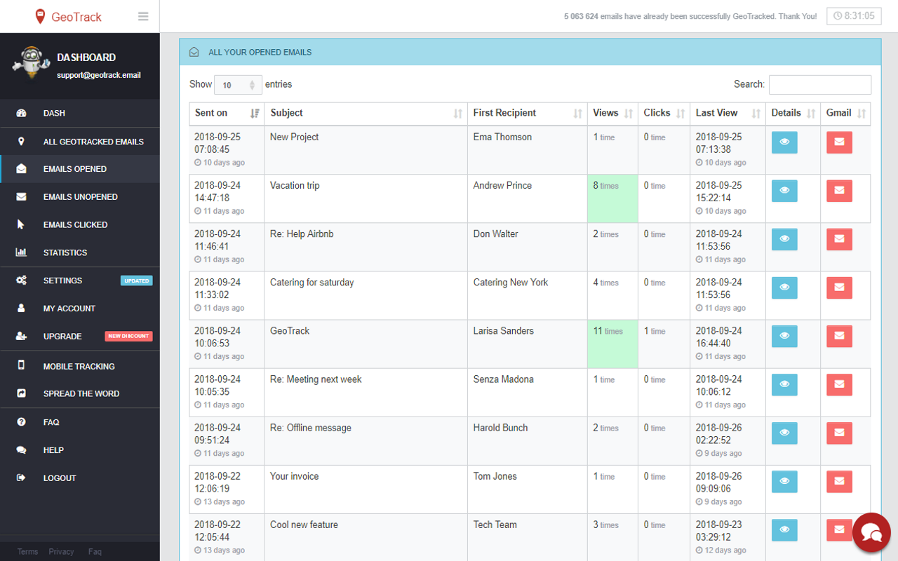 Geotrack Email Tracking with Geolocation - 截图 4