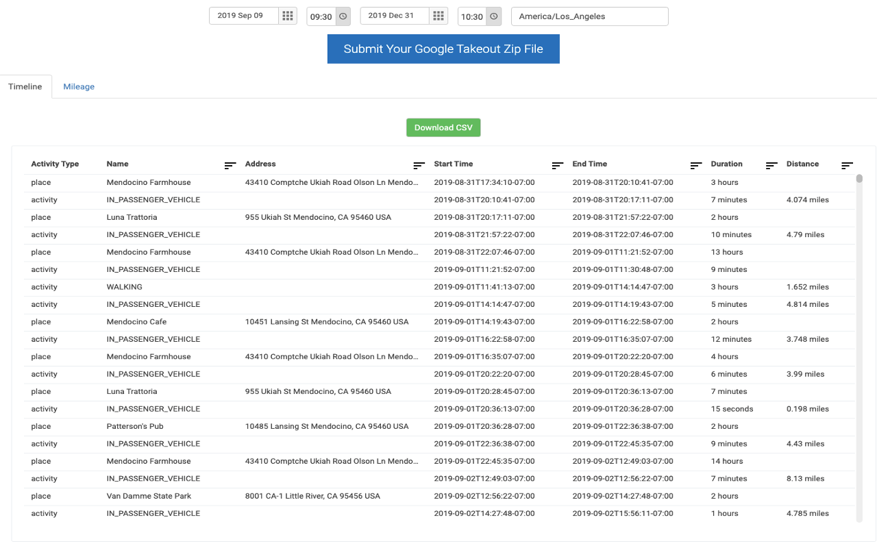 Google Takeout Mileage & Timeline Exporter - 截图 2