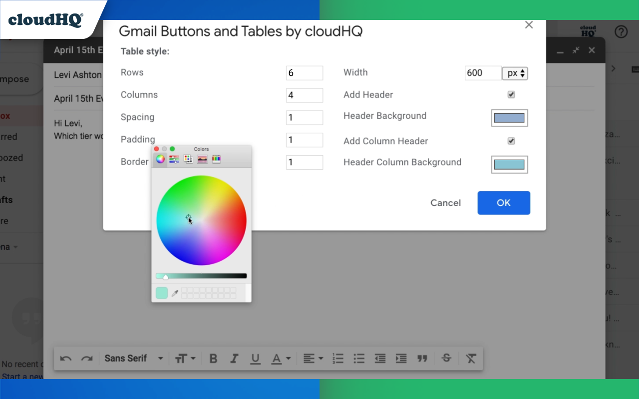 Tables for Gmail™ by cloudHQ - 截图 4