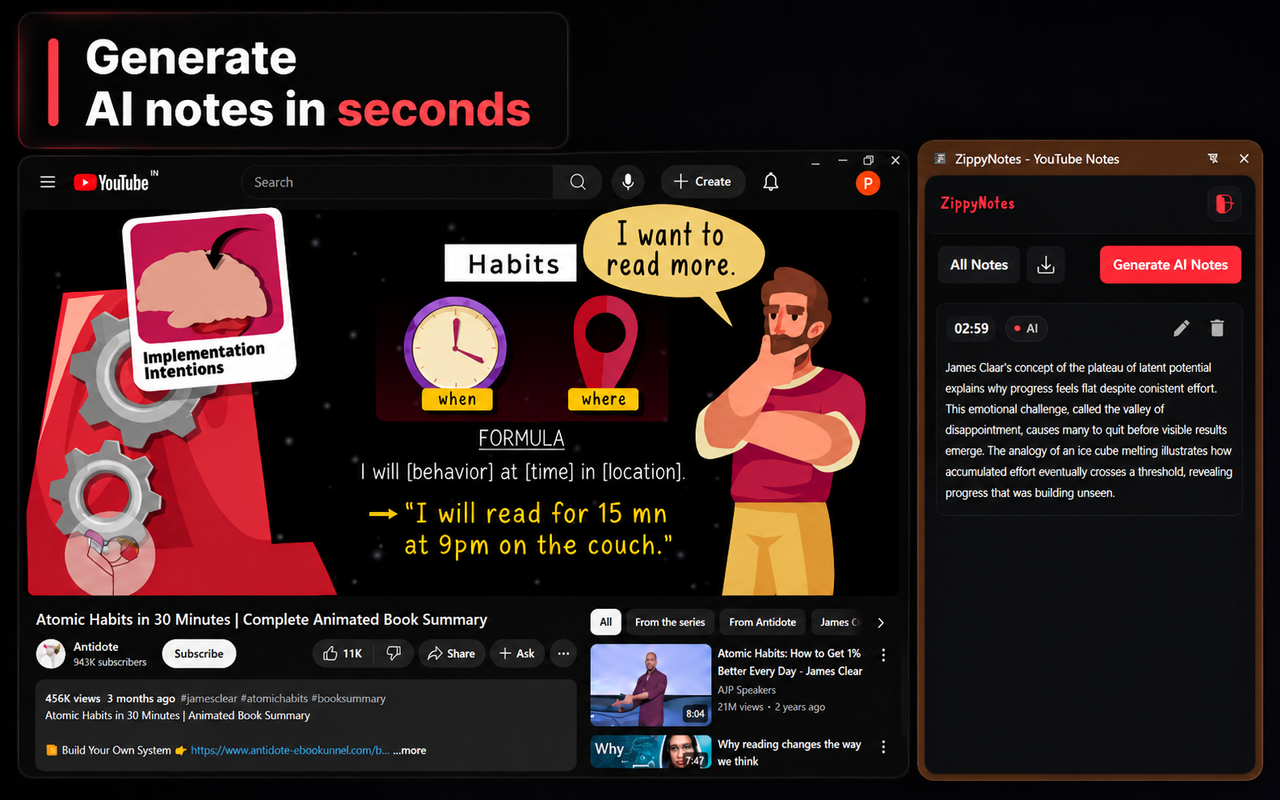 ZippyNotes: YouTube Notes & AI Summaries - 截图 2