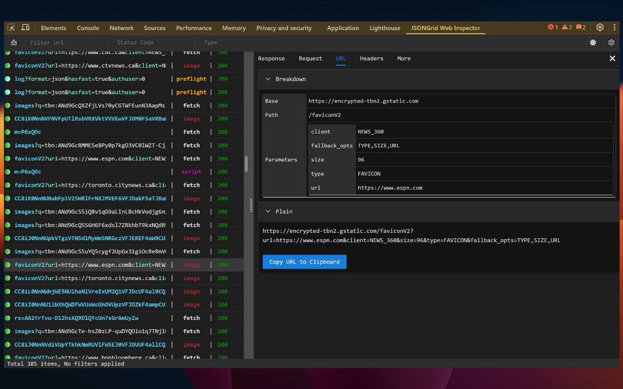 JSONGrid Web Inspector - 截图 2