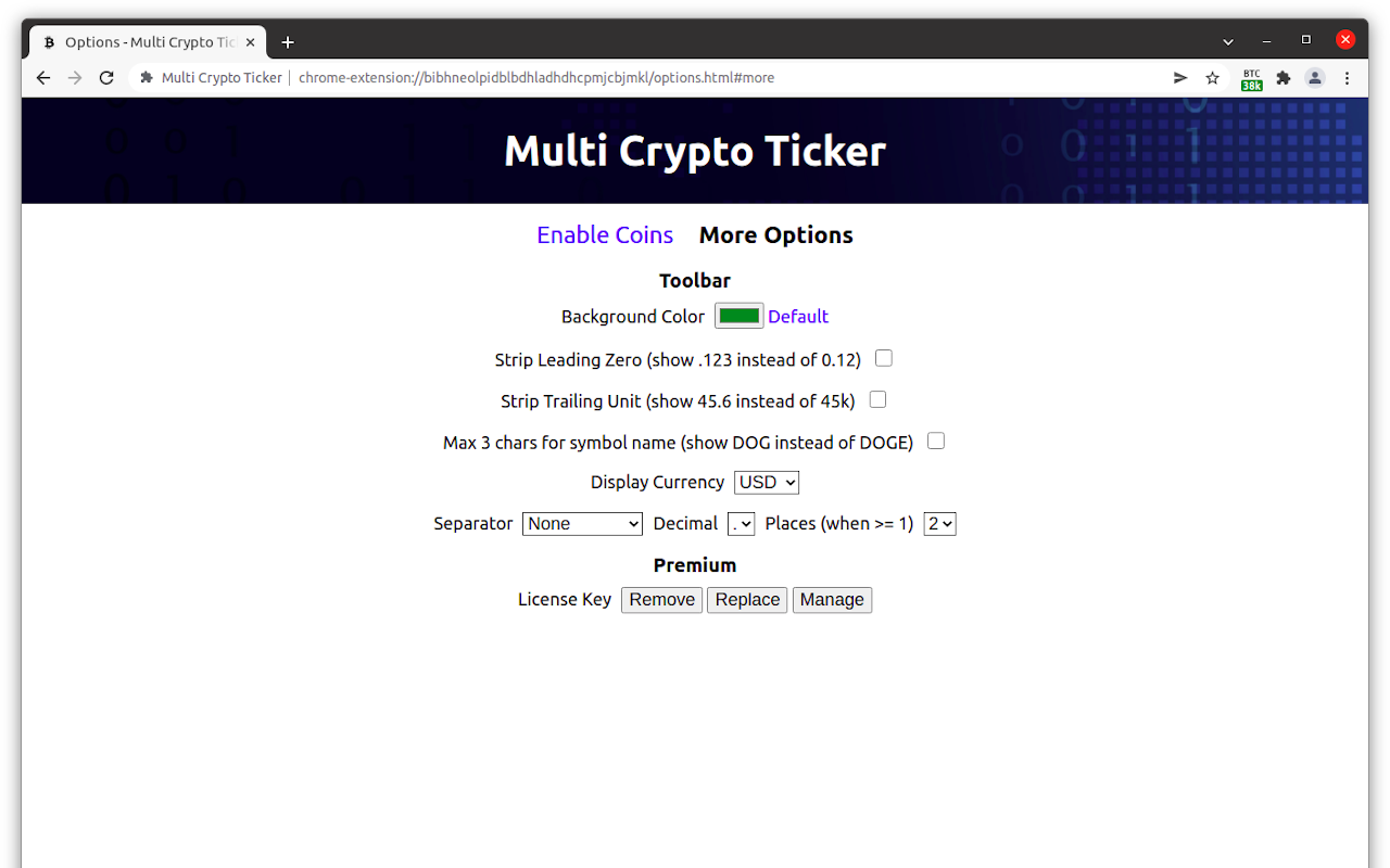 Multi Crypto Ticker - Toolbar price monitor - 截图 2