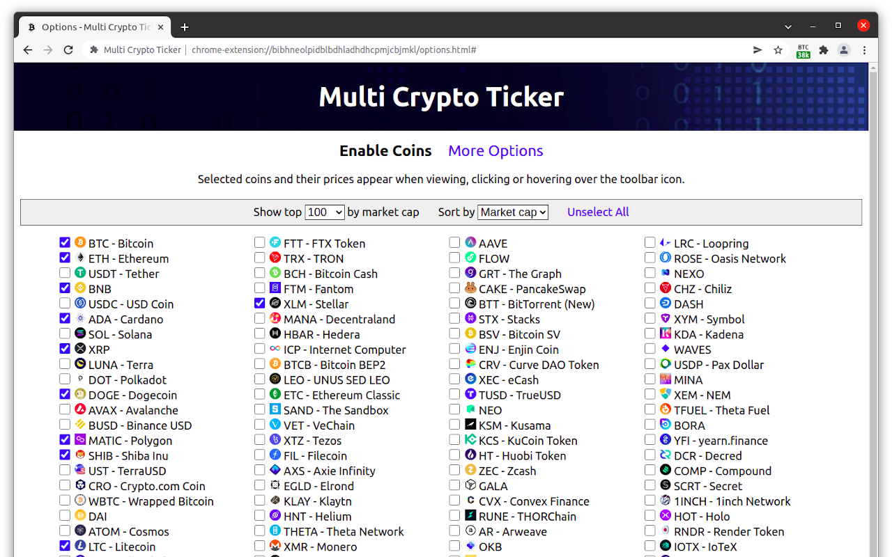 Multi Crypto Ticker - Toolbar price monitor - 截图 3