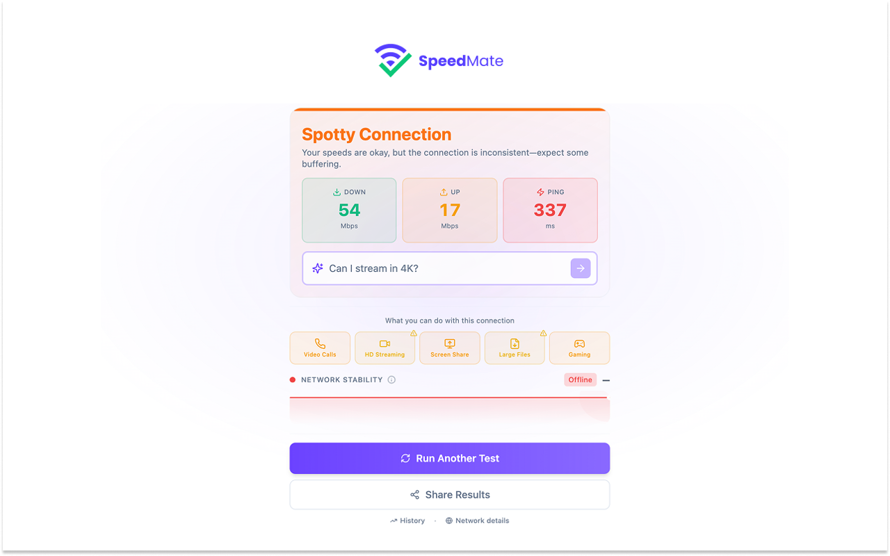 Speed Test AI for Chrome - 免费 WiFi 测速 - 截图 1