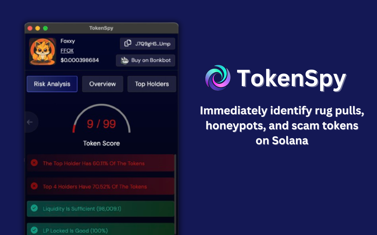 Solana Rug Checker - TokenSpy Crypto Scanner + Trending Memecoin Signals - 截图 3
