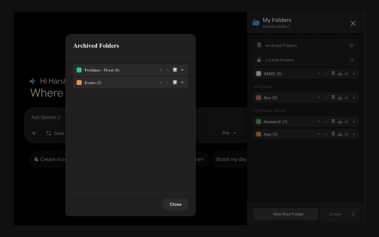GemFold – Gemini Folders & Chat Organizer - 截图 3