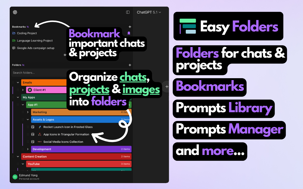 ChatGPT & Claude 文件夹聊天整理器 GPT-3.5/4o AI - Easy Folders - 截图 2