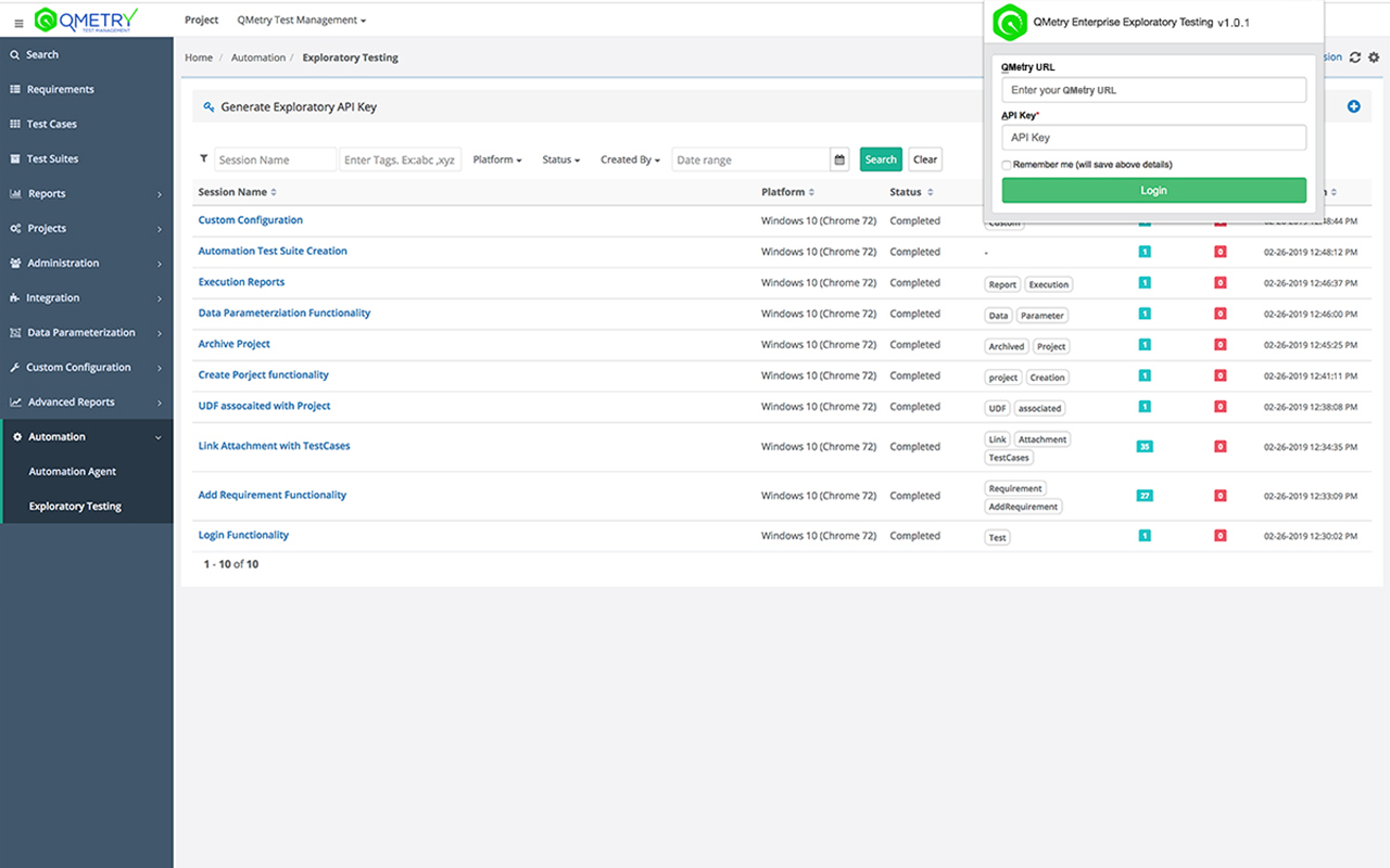 QMetry Test Management Exploratory Testing - 截图 2