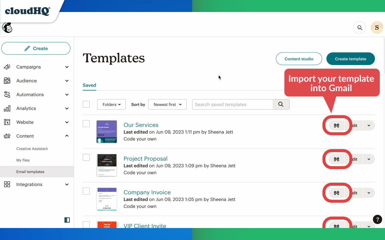 MailChimp Templates for Gmail™ by cloudHQ - 截图 3