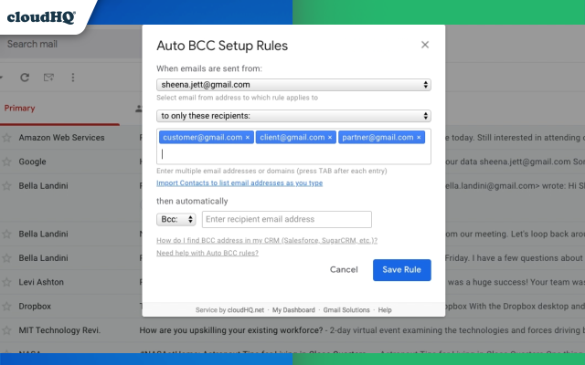 Auto BCC for Gmail™ by cloudHQ - 截图 4