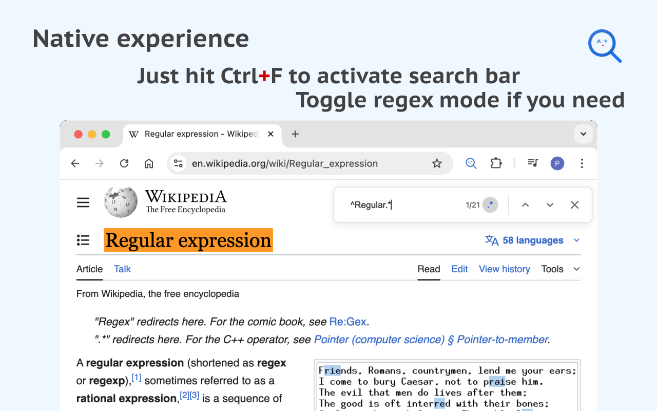 Chrome Regex Search - 截图 1