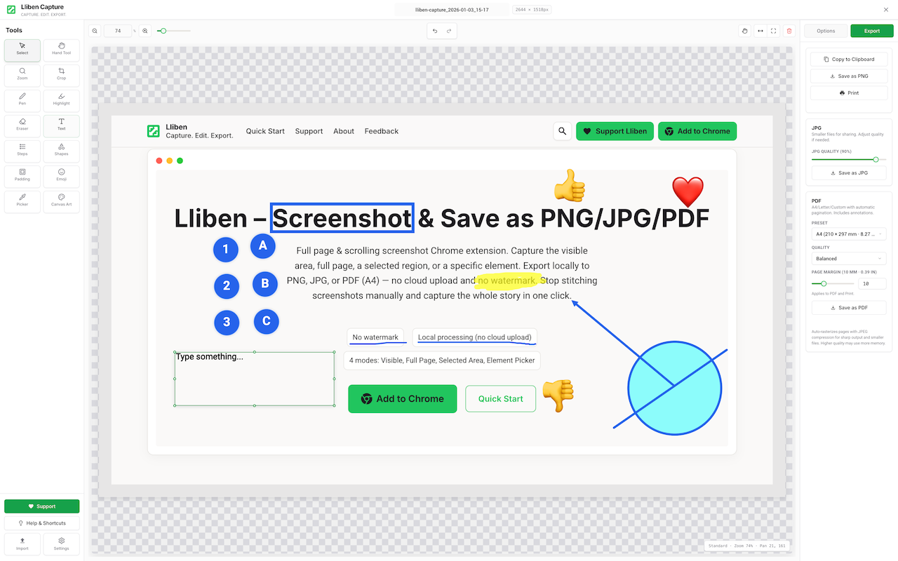 Lliben – Screenshot & Save as PNG/JPG/PDF - 截图 1