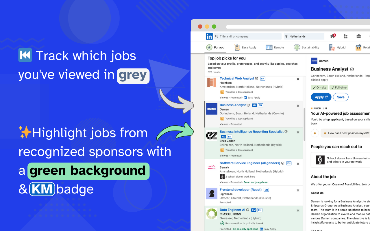 KMatch - Dutch Sponsor Job Checker - 截图 1