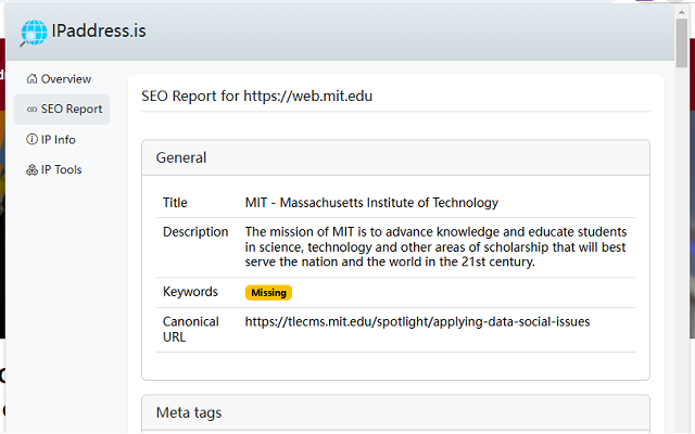 IPaddress.is - IP Lookup and SEO Analysis - 截图 3