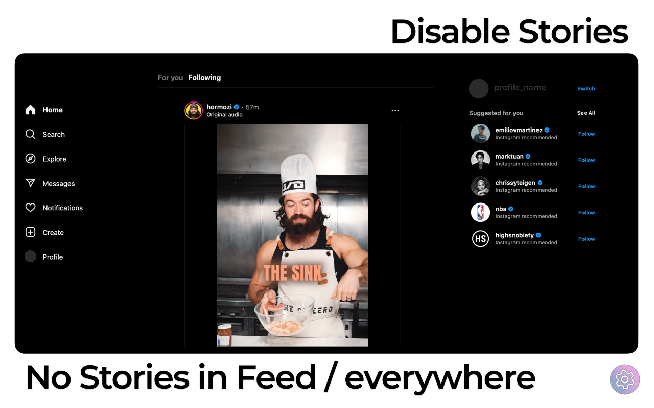 IGPlus - Hide Instagram Reels, Explore Page - 截图 1