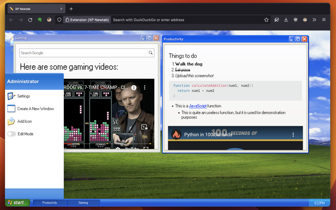 XP Newtab - 截图 1