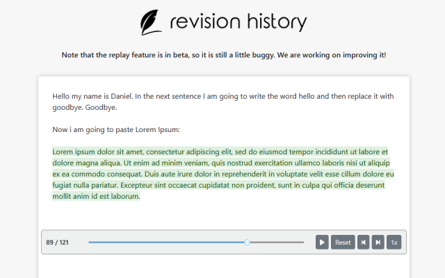 Revision History: Google 文档和幻灯片写作过程可视化 - 截图 1