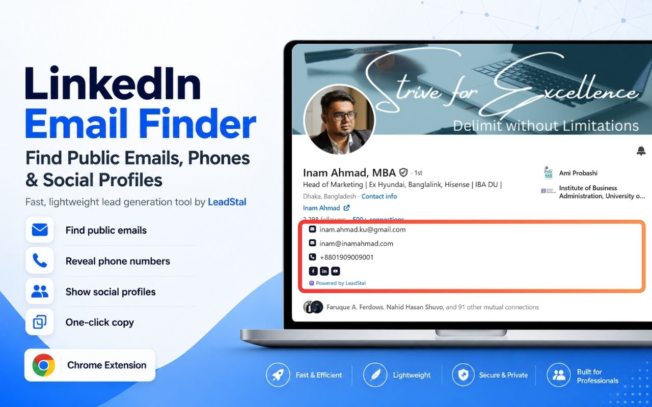 LinkedIn 邮箱与电话查找器 - LeadStal - 截图 3