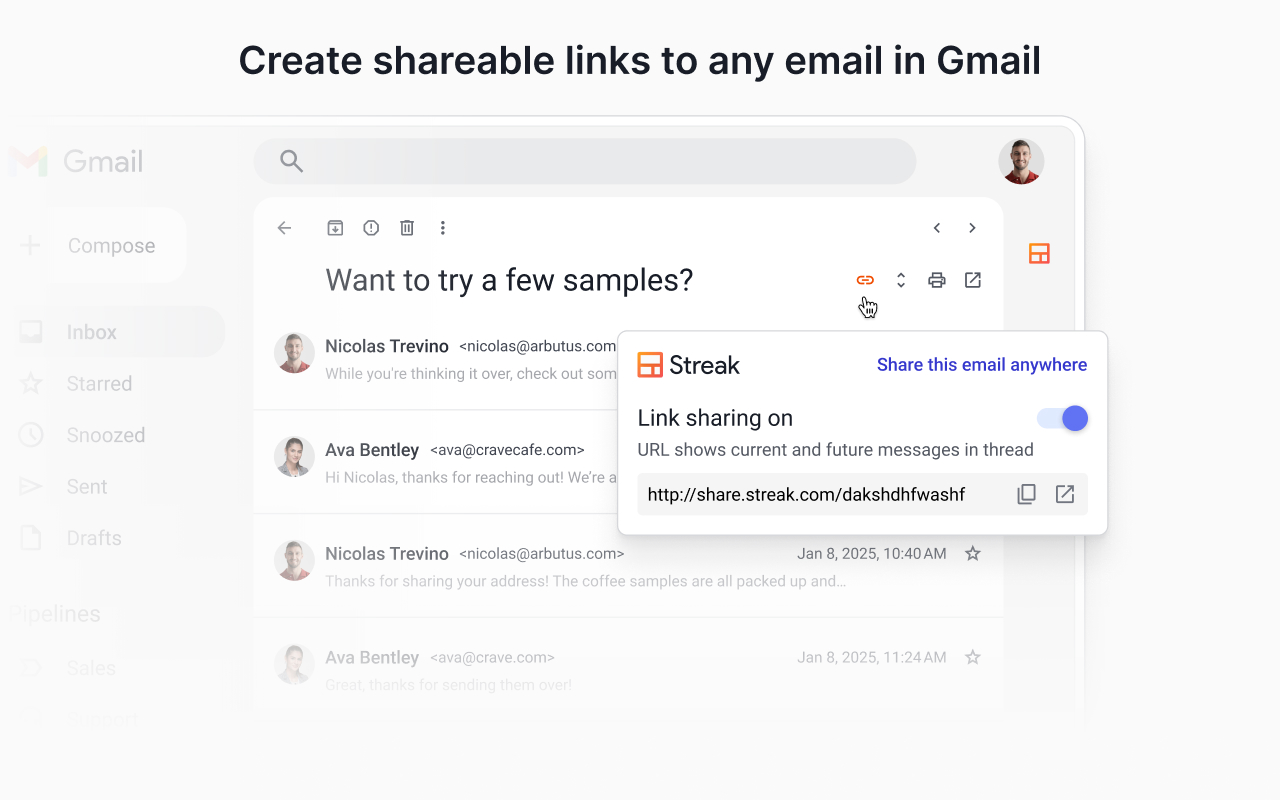 Streak Email Sharing for Gmail - 截图 3